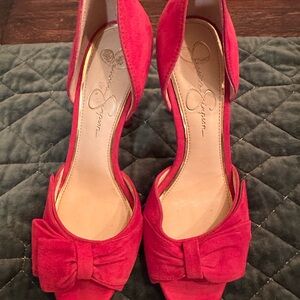 Jessica Simpson Red Suede Women's Bow Heels